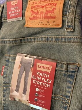 Levi's Youth Slim Flex Stretch Jeans — Light Blue Denim